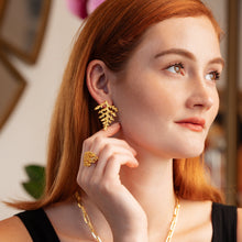 Load image into Gallery viewer, Cypress earrings gold sustainable jewelry leaf
