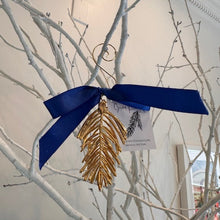 Load image into Gallery viewer, Pine Leaves holiday ornament gold
