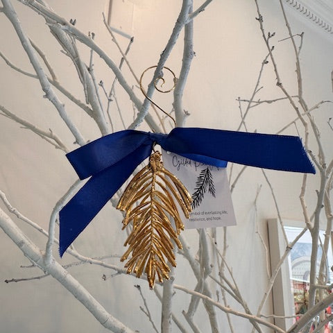 Pine Leaves holiday ornament gold