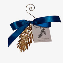 Load image into Gallery viewer, Pine Leaves holiday ornament gold
