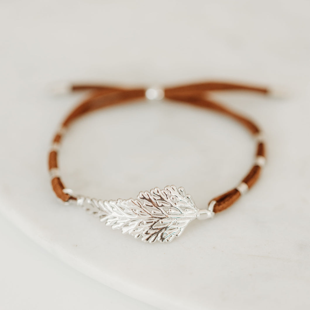 Fern Leaf with Vegetable Suede Bracelet