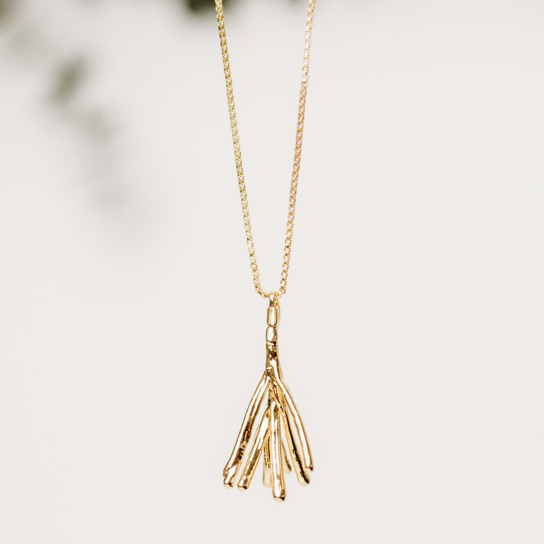 Close Up of Gold Rosemary Necklace by CARLA SHAW