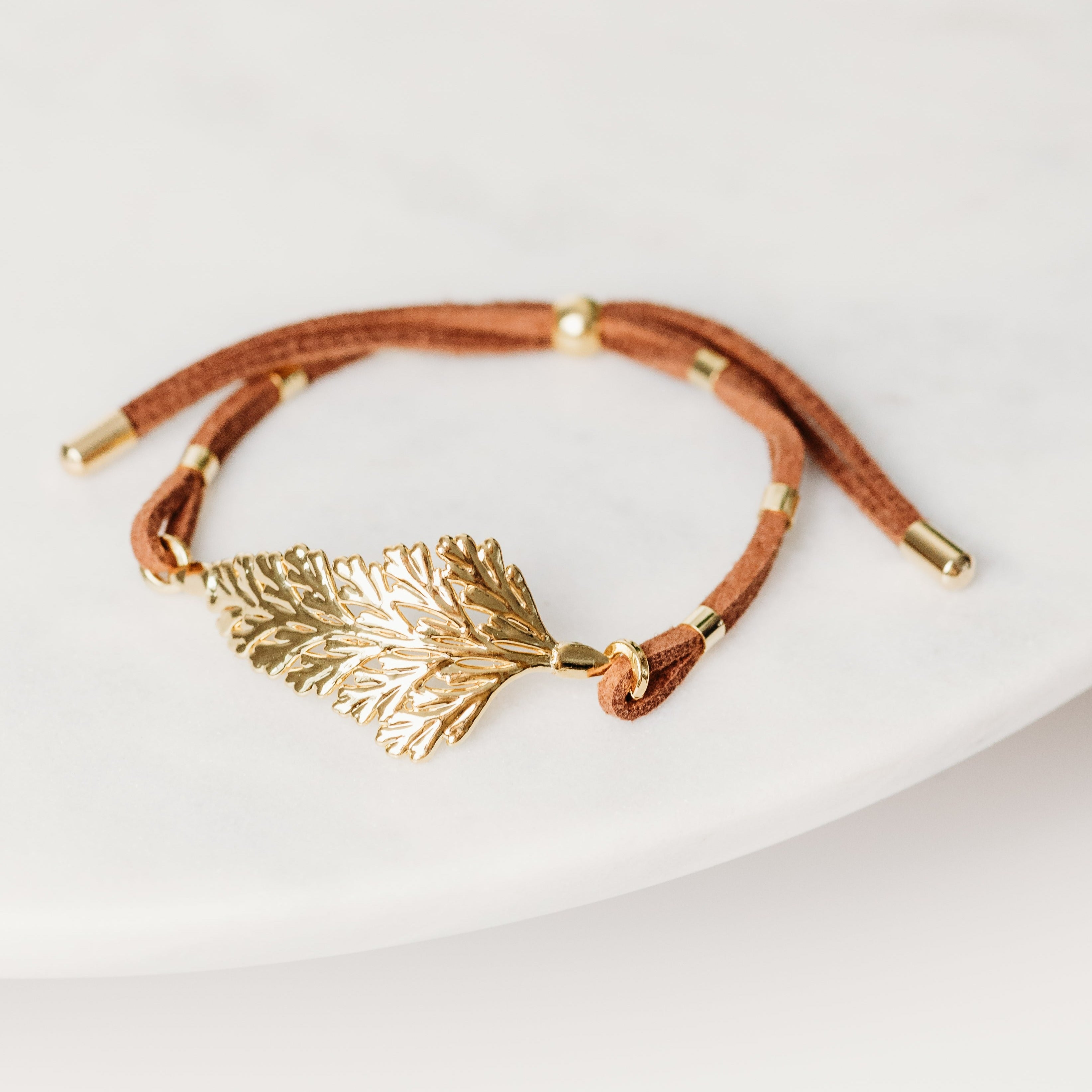 Fern Leaf with Vegetable Suede Bracelet