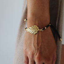 Load image into Gallery viewer, vegan gold fern leaf bracelet 
